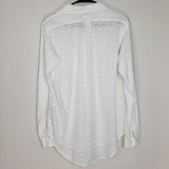 Current/Elliott NEW Button Down SHIRT Top Eyelet Cotton Perf Long Sleeve S/M🎉HP - Picture 4 of 16